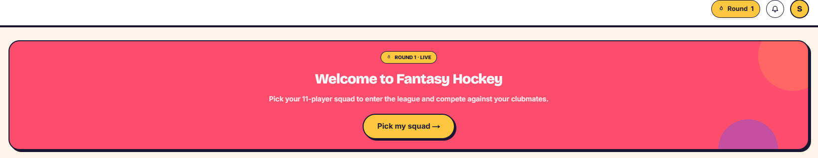The first squad-builder screen after signup, showing the squad rules and Get Started