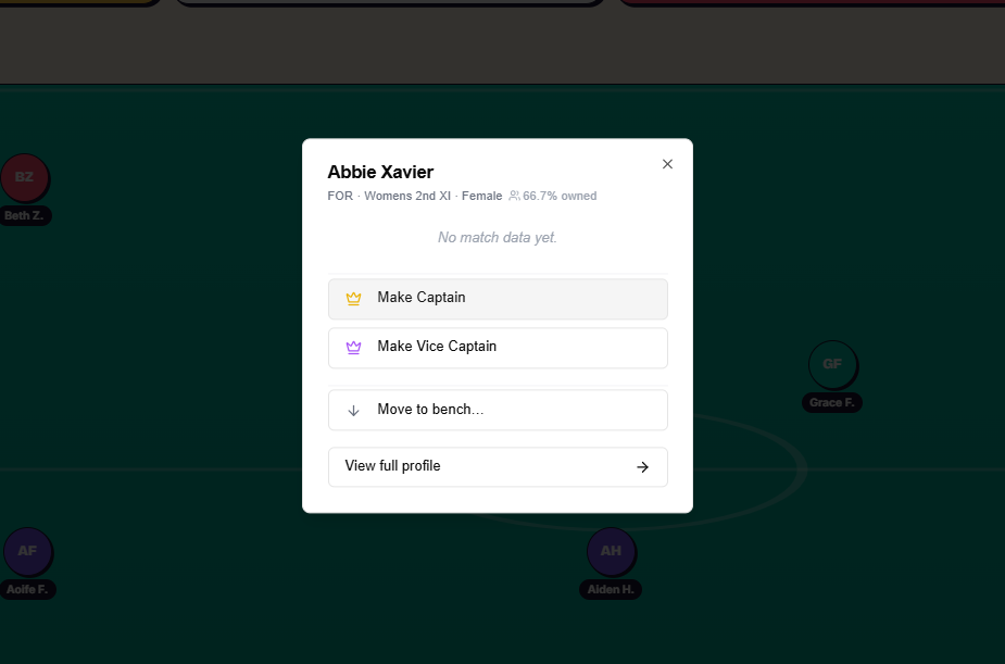 Setting Captain and Vice-Captain