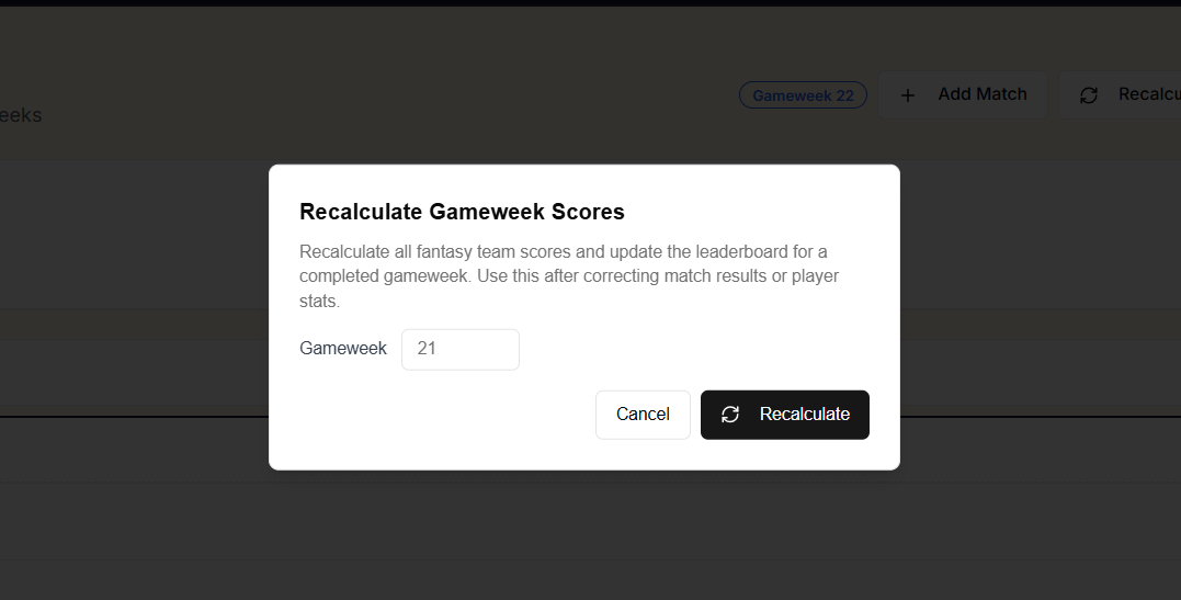 The Recalculate Scores button