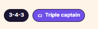 The Triple Captain card, shown both grayed out and available (mobile view)